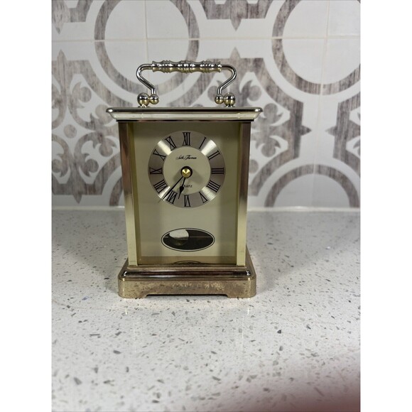 Vintage Seth Thomas Carriage Rapture Mantle Solid Brass Quartz‎ Clock Model 243 - Picture 1 of 9